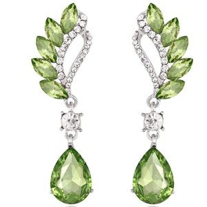 SS plated simulated peridot earrings